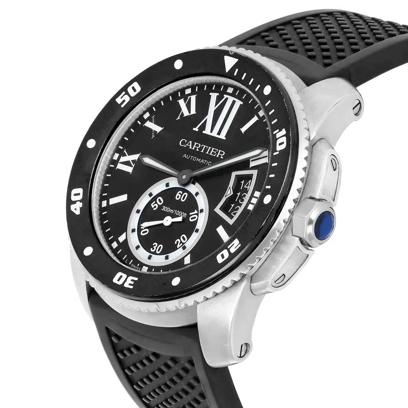 Cartier Calibre de Cartier W7100056 Automatic Diver Black Dial Rubber Strap Men's Watch – image 4
