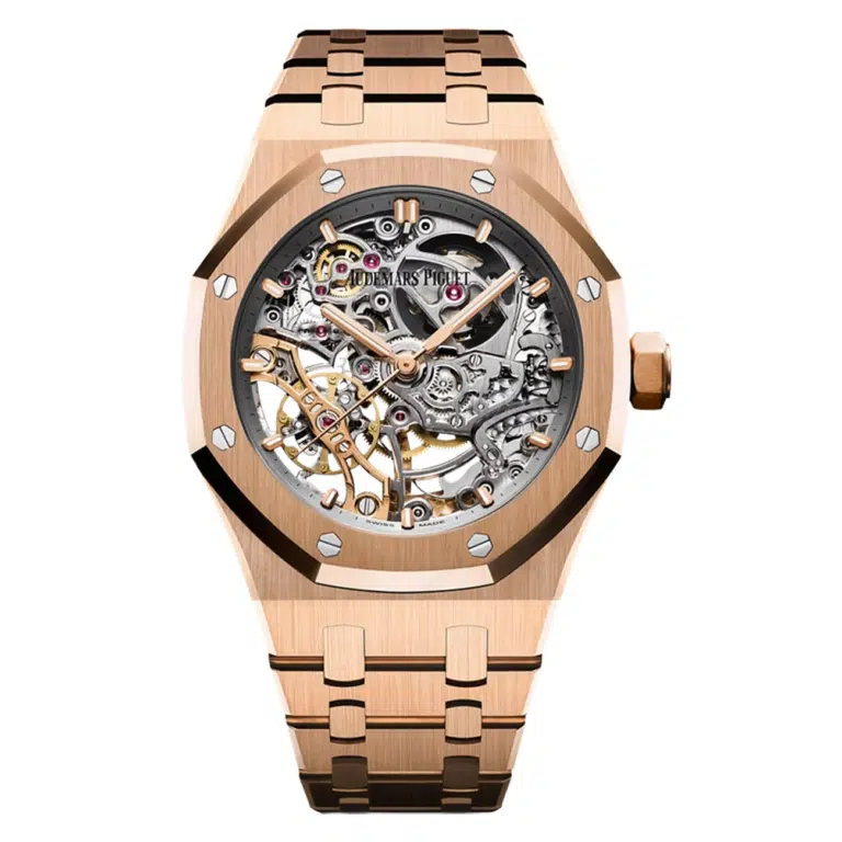 Audemars Piguet Royal Oak 15467OR.OO.1256OR.01 Double Skeletonized Balance Wheel Rose Gold Watch