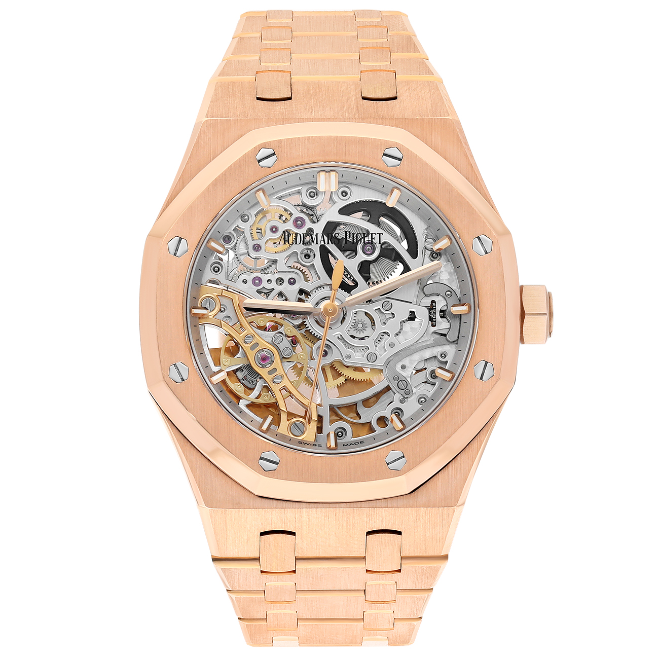 Audemars Piguet Royal Oak 15467OR.OO.1256OR.01 Double Skeletonized Balance Wheel Rose Gold Watch