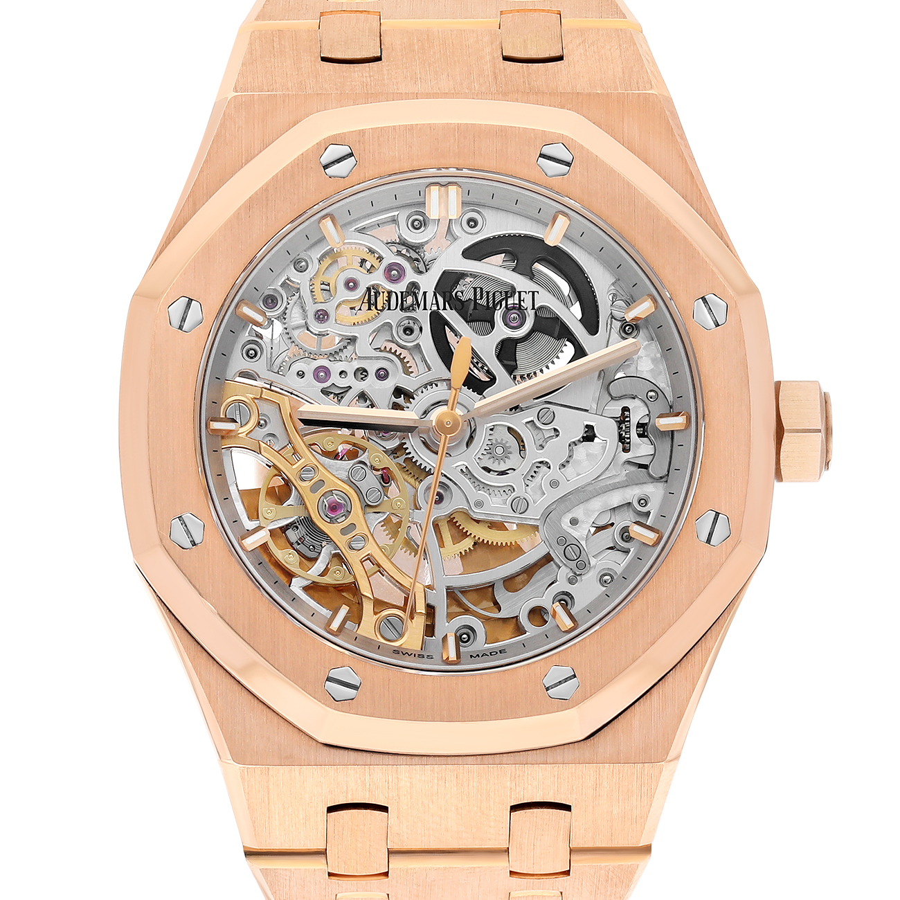 Audemars Piguet Royal Oak 15467OR.OO.1256OR.01 Double Skeletonized Balance Wheel Rose Gold Watch