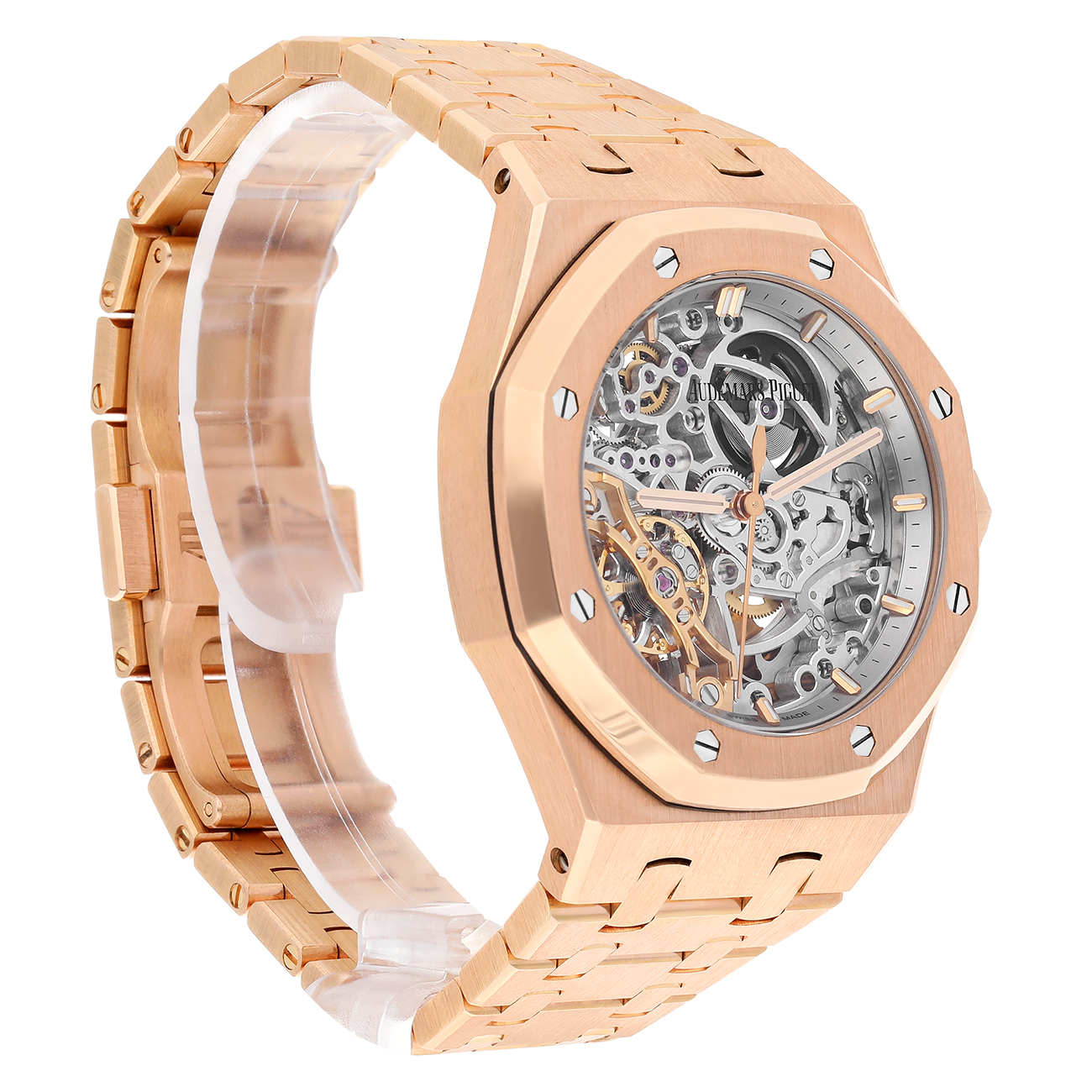 Audemars Piguet Royal Oak 15467OR.OO.1256OR.01 Double Skeletonized Balance Wheel Rose Gold Watch