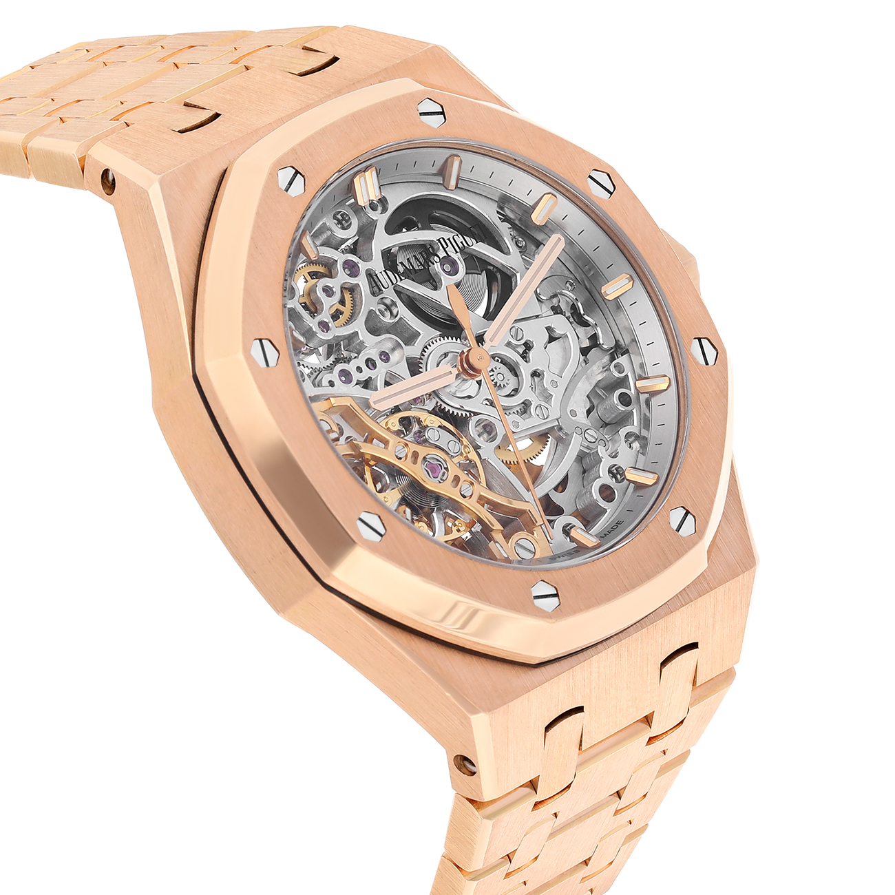 Audemars Piguet Royal Oak 15467OR.OO.1256OR.01 Double Skeletonized Balance Wheel Rose Gold Watch