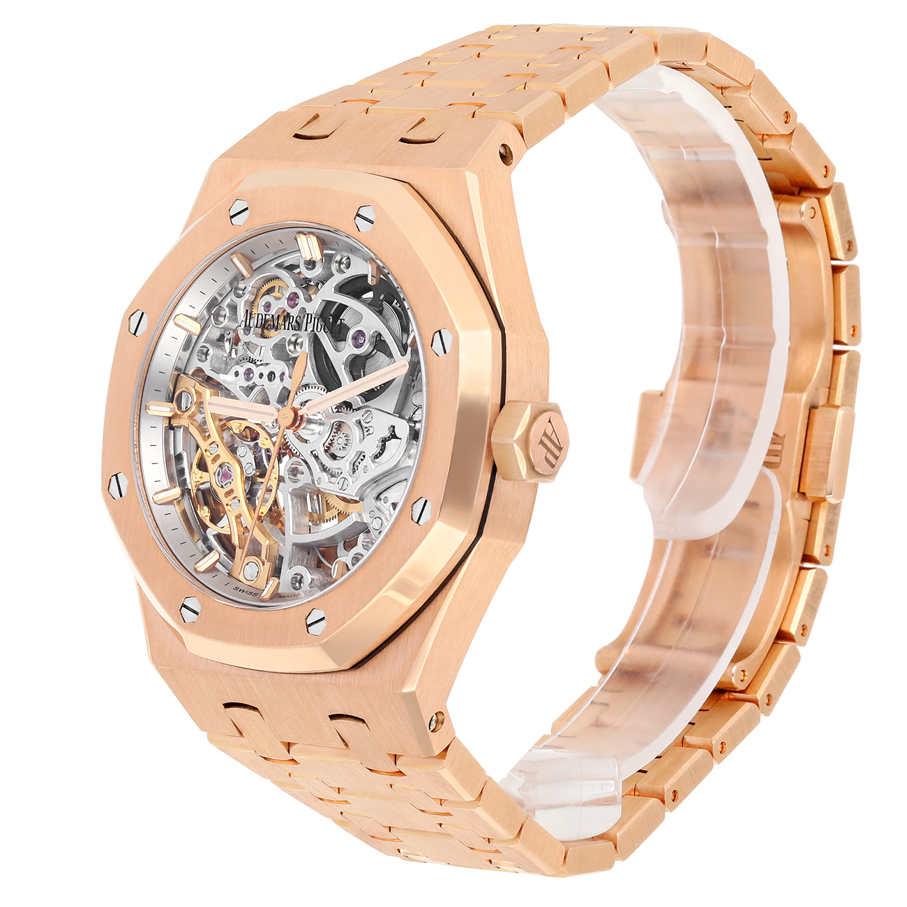 Audemars Piguet Royal Oak 15467OR.OO.1256OR.01 Double Skeletonized Balance Wheel Rose Gold Watch
