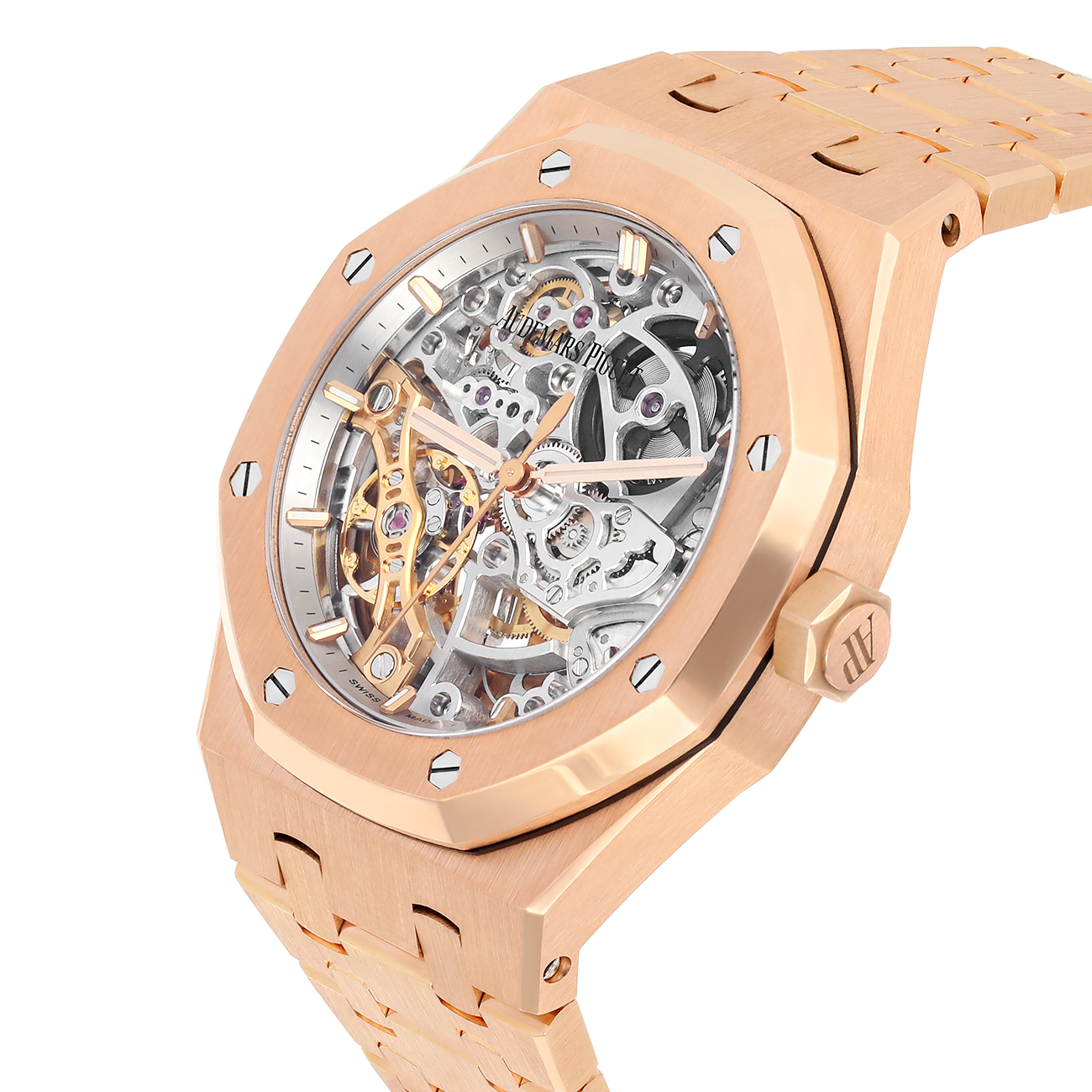 Audemars Piguet Royal Oak 15467OR.OO.1256OR.01 Double Skeletonized Balance Wheel Rose Gold Watch