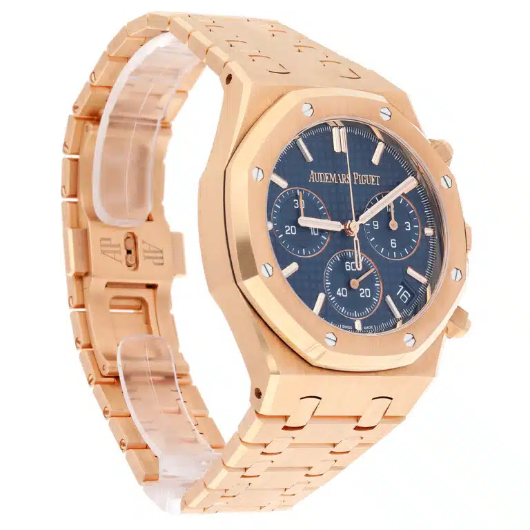 Audemars Piguet Royal Oak 26240OR.OO.D315CR.02 Automatic Chronograph Blue Dial Pink Gold Watch – image 6