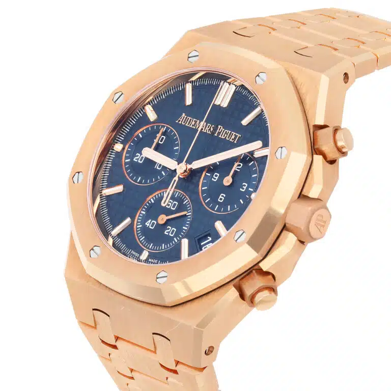 Audemars Piguet Royal Oak 26240OR.OO.D315CR.02 Automatic Chronograph Blue Dial Pink Gold Watch – image 3