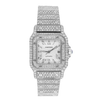 Cartier Santos Galbee 98790 stainless steel custom diamond watch