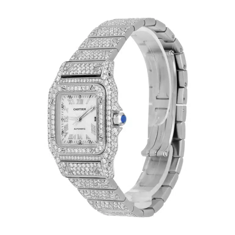 Cartier Santos Galbee 98790 Stainless Steel Custom Diamond Quartz Watch – image 4