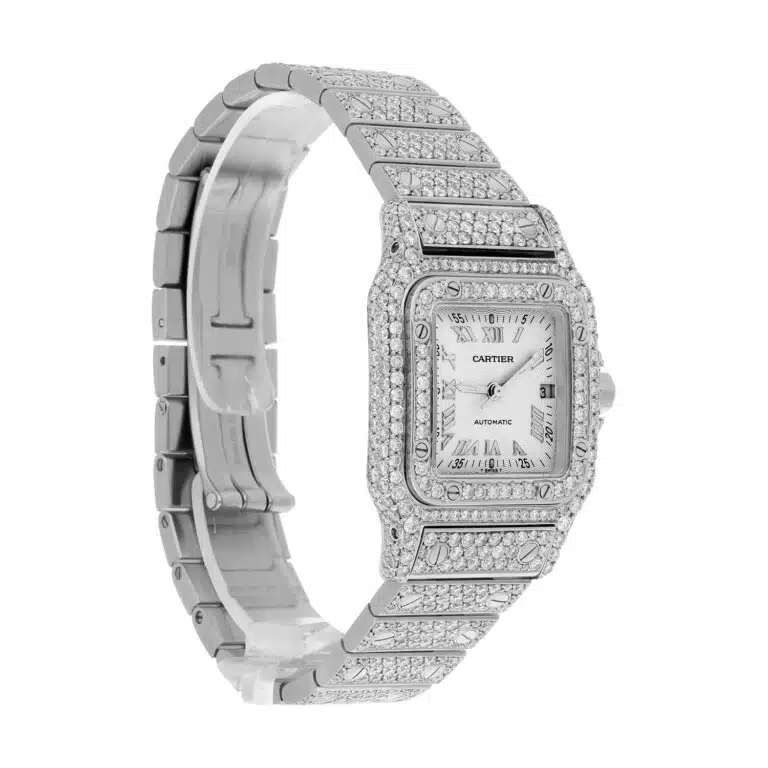 Cartier Santos Galbee 98790 Stainless Steel Custom Diamond Quartz Watch – image 6