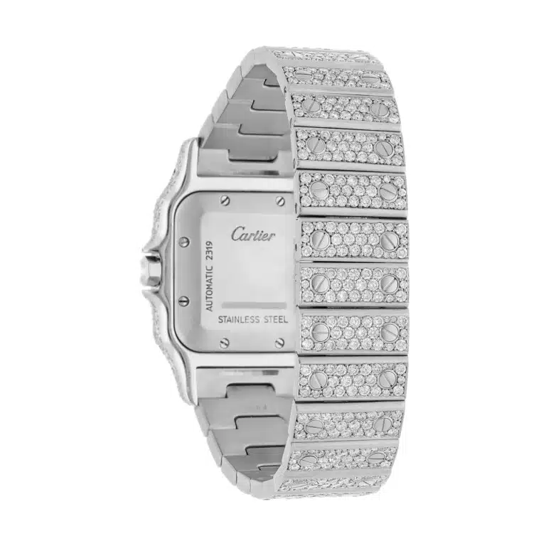 Cartier Santos Galbee 98790 Stainless Steel Custom Diamond Quartz Watch – image 7