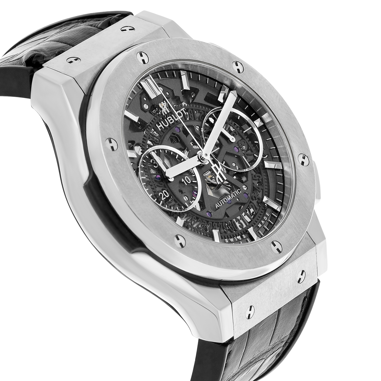 Hublot Classic Fusion Aerofusion 525.NX.0170.LR Skeleton Dial Black Leather Strap Watch