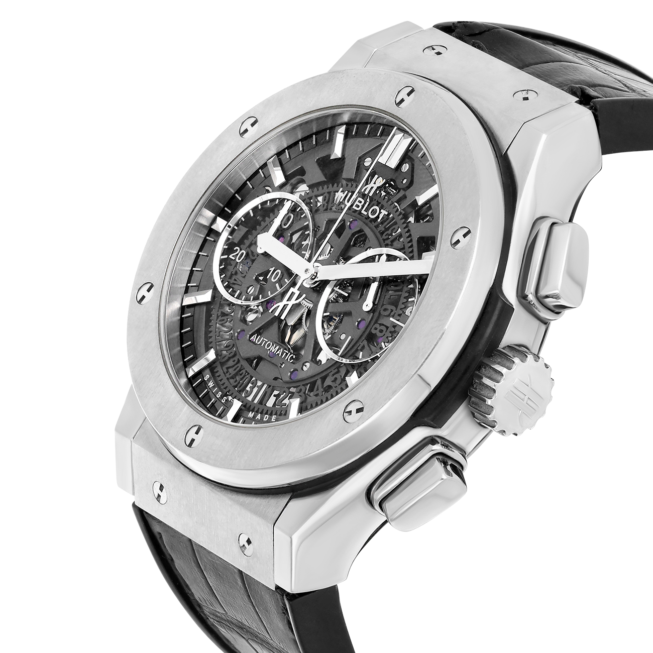 Hublot Classic Fusion Aerofusion 525.NX.0170.LR Skeleton Dial Black Leather Strap Watch