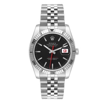 Rolex Datejust 116264 Turn-O-Graph 36mm Black Dial Fluted Bezel Jubilee Stainless Steel/white Gold Watch