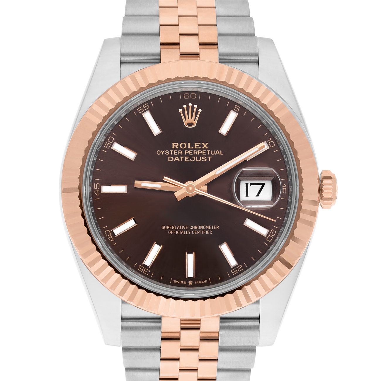 Rolex Datejust Jubilee 41mm 126331 Chocolate Index Dial Stainless Steel & Rose Gold Watch