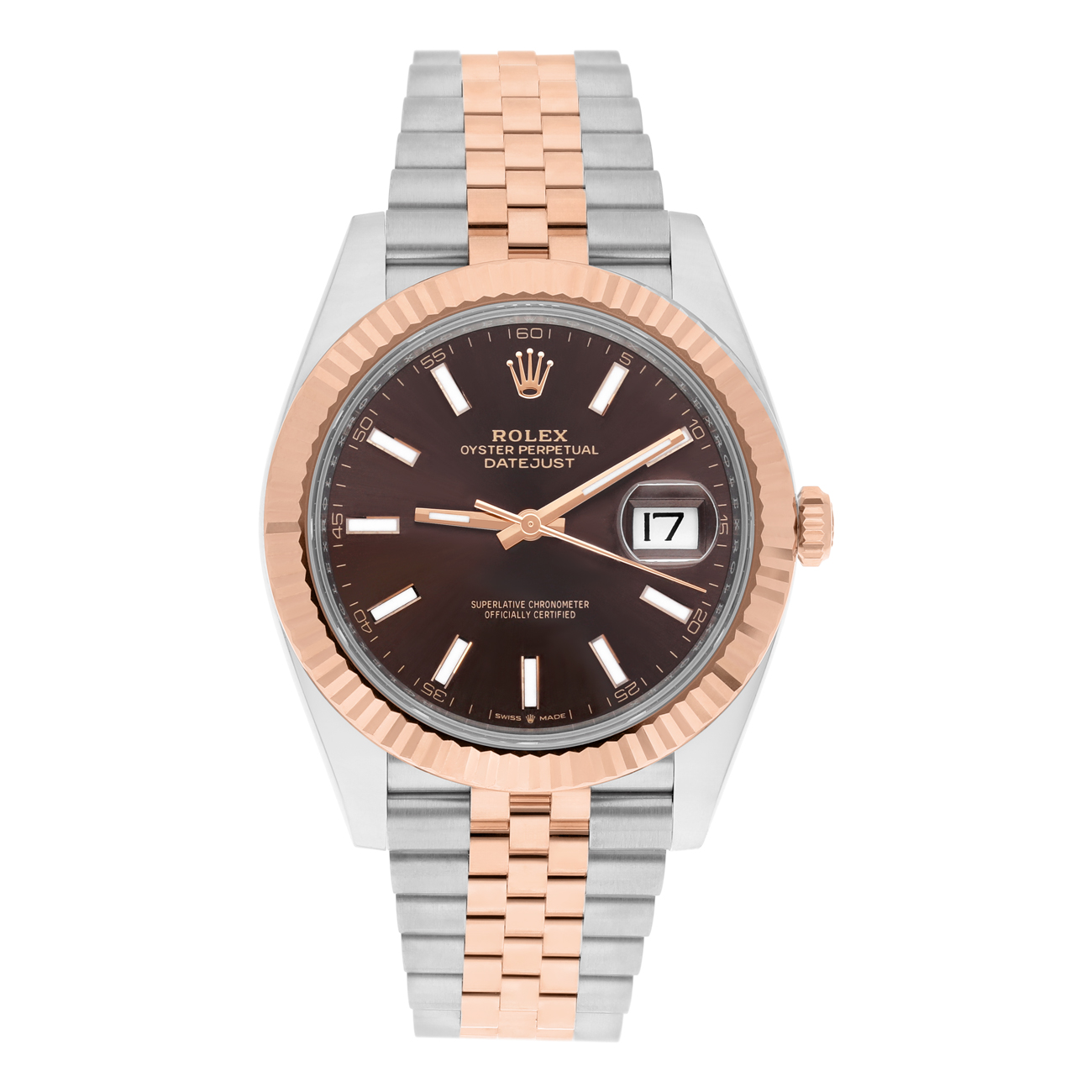 Rolex Datejust Jubilee 41mm 126331 Chocolate Index Dial Stainless Steel & Rose Gold Watch
