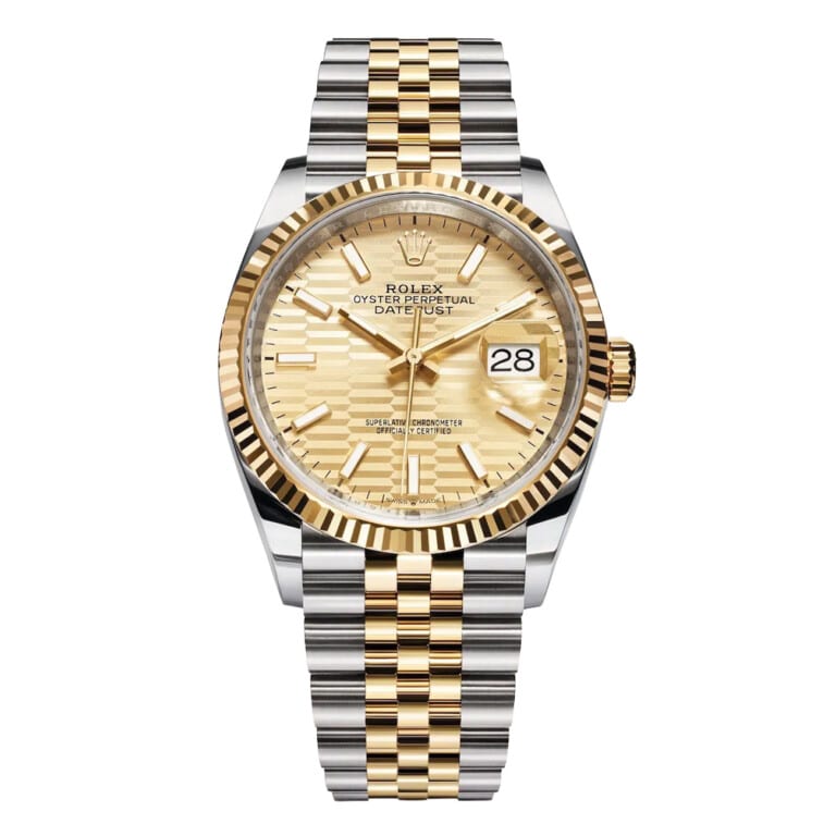 Rolex Datejust 126233-0039 36mm Champagne Fluted Motif Dial Jubilee Stainless Steel & Yellow Gold Watch 2023