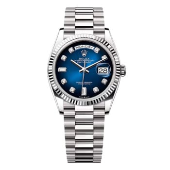 Rolex Day-Date 128239-0023 36mm President Blue Diamond Dial White Gold Watch 2023