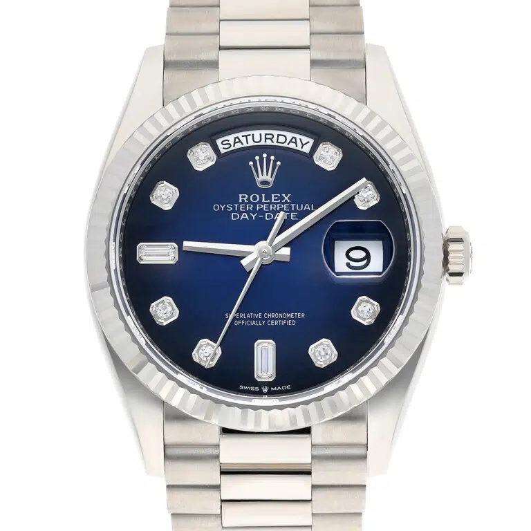 Rolex Day-Date 128239-0023 36mm President Blue Diamond Dial White Gold Watch 2023 – image 2
