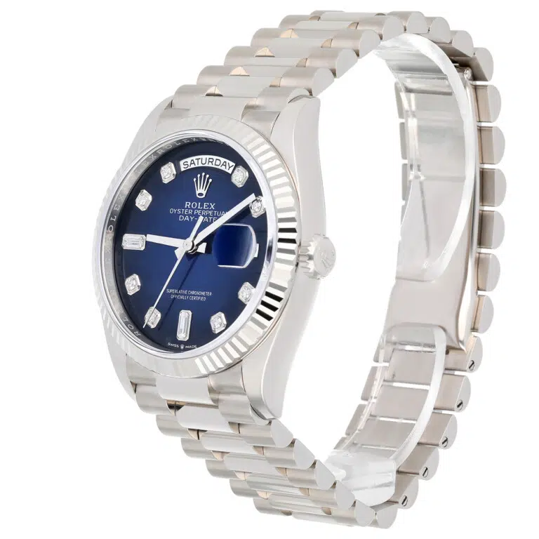 Rolex Day-Date 128239-0023 36mm President Blue Diamond Dial White Gold Watch 2023 – image 4