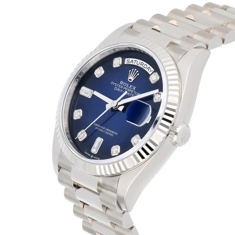 Rolex Day-Date 128239-0023 36mm President Blue Diamond Dial White Gold Watch 2023 – image 3