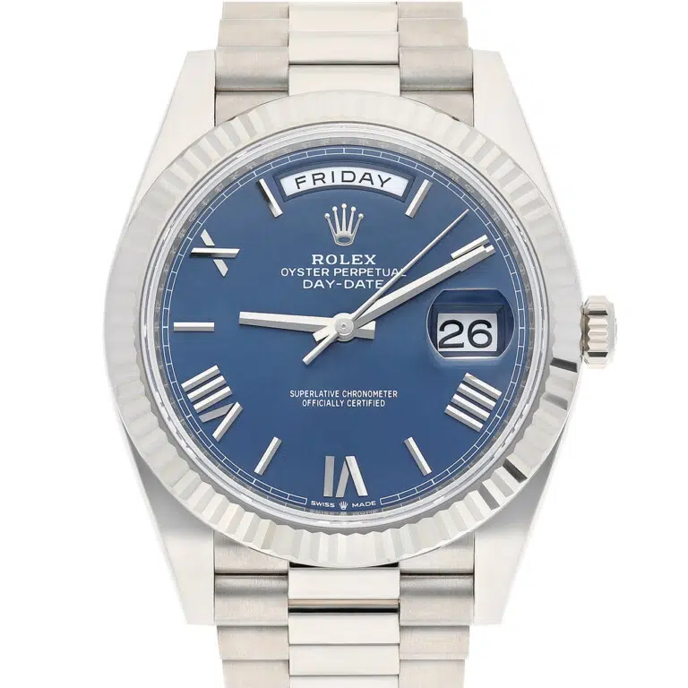 Rolex Day-Date 228239-0007 40mm President Blue Roman Dial White Gold Watch 2022 – image 2
