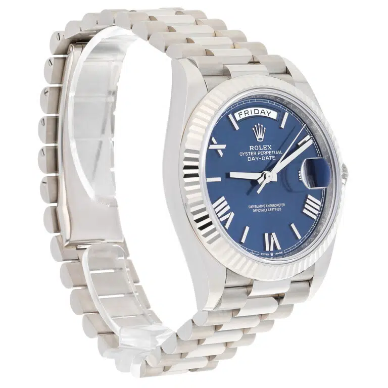 Rolex Day-Date 228239-0007 40mm President Blue Roman Dial White Gold Watch 2022 – image 3