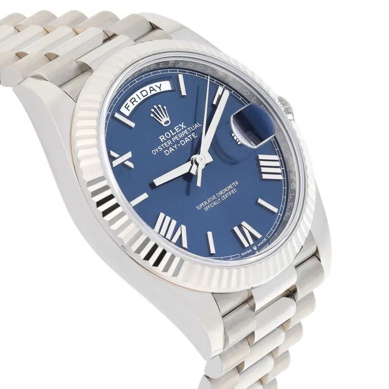 Rolex Day-Date 228239-0007 40mm President Blue Roman Dial White Gold Watch 2022 – image 4
