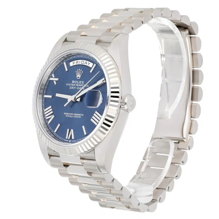 Rolex Day-Date 228239-0007 40mm President Blue Roman Dial White Gold Watch 2022 – image 5