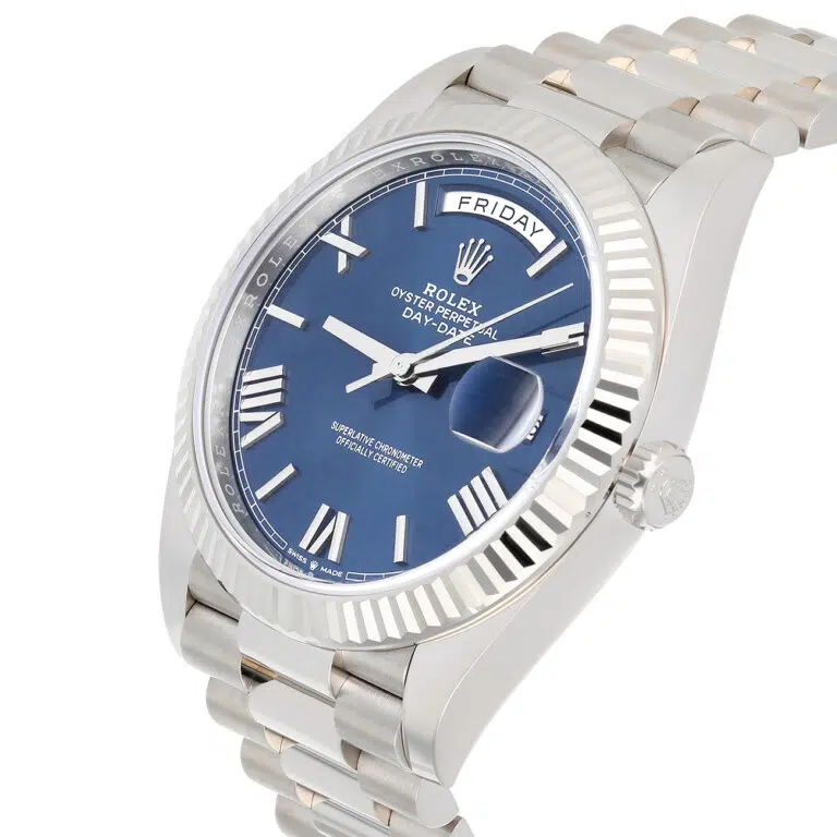 Rolex Day-Date 228239-0007 40mm President Blue Roman Dial White Gold Watch 2022 – image 6