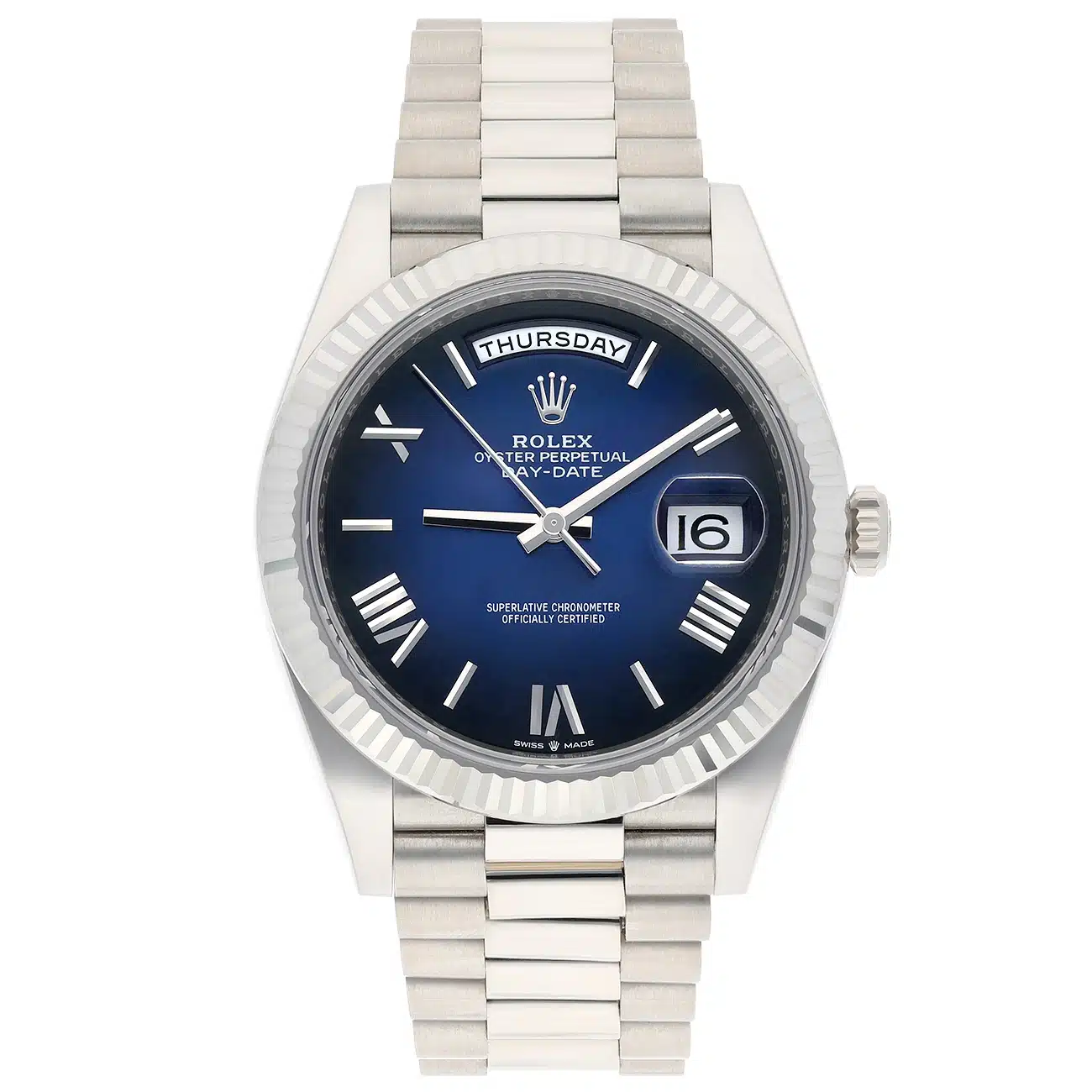 Rolex Day-Date 40mm 228239-0076 Blue Ombre Roman Dial White Gold Watch 2024 – image 2