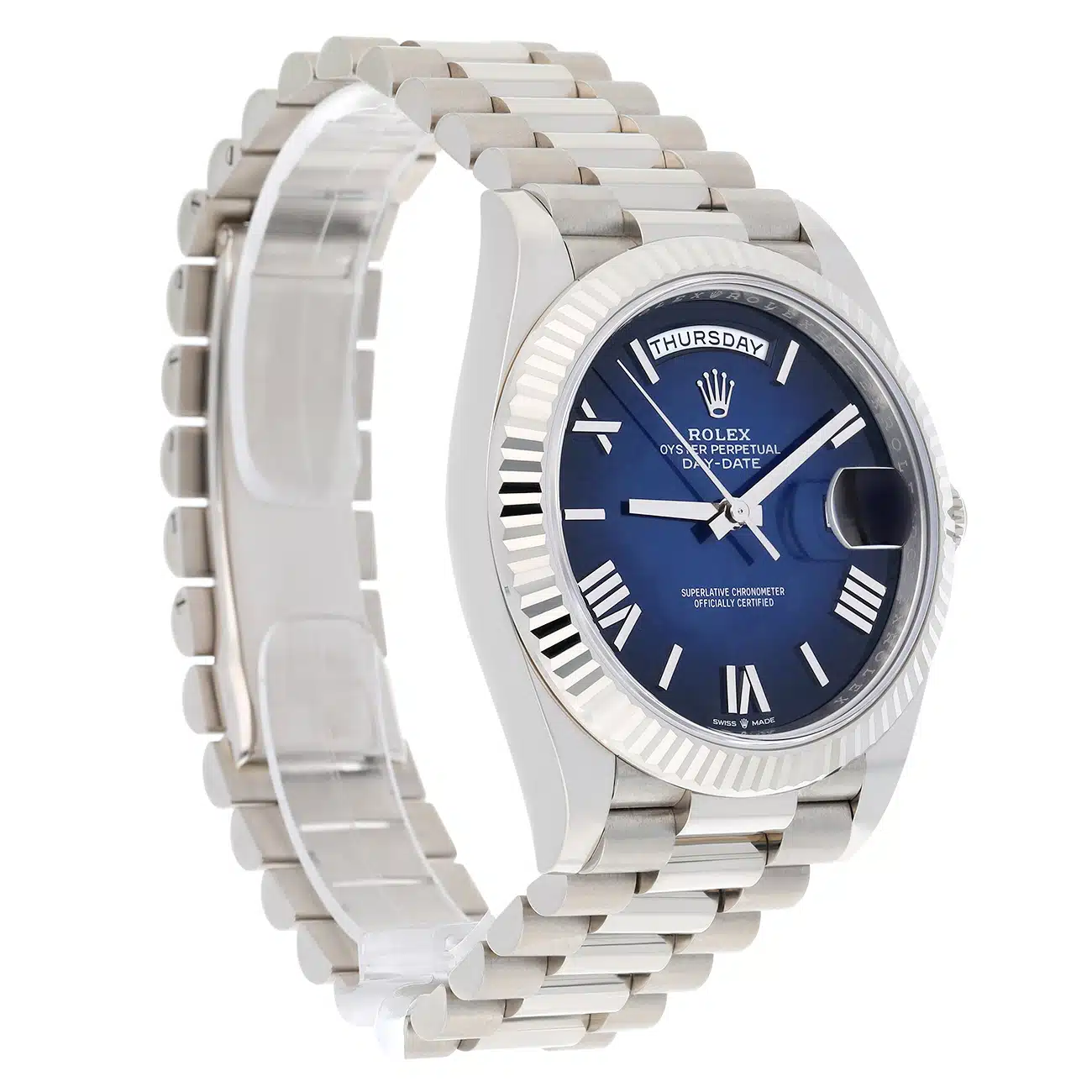 Rolex Day-Date 40mm 228239-0076 Blue Ombre Roman Dial White Gold Watch 2024 – image 4