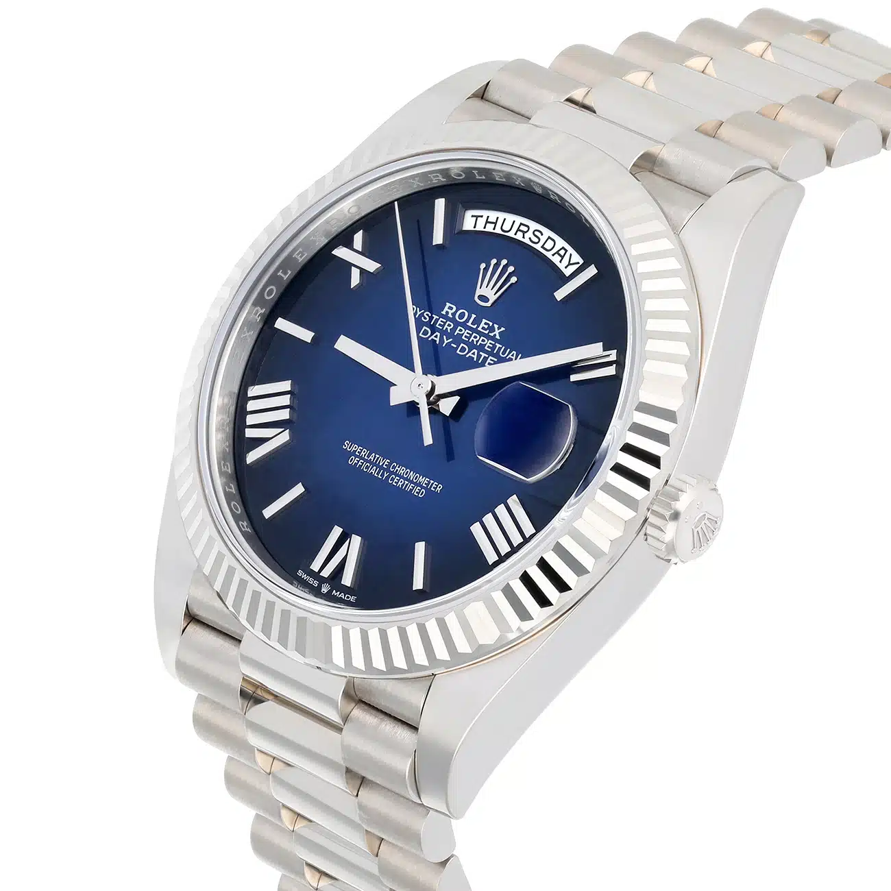 Rolex Day-Date 40mm 228239-0076 Blue Ombre Roman Dial White Gold Watch 2024 – image 7