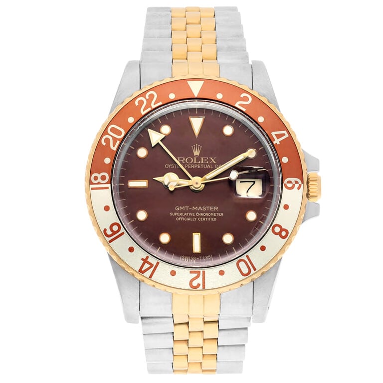 Rolex GMT-Master 16753 40MM Brown Dial Jubilee Bracelet Two Tone Watch