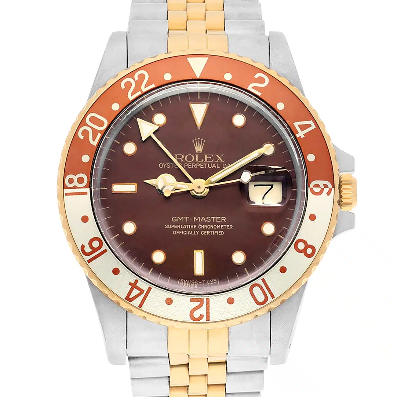 Rolex GMT-Master 16753 40MM Brown Dial Jubilee Bracelet Two Tone Watch – image 2