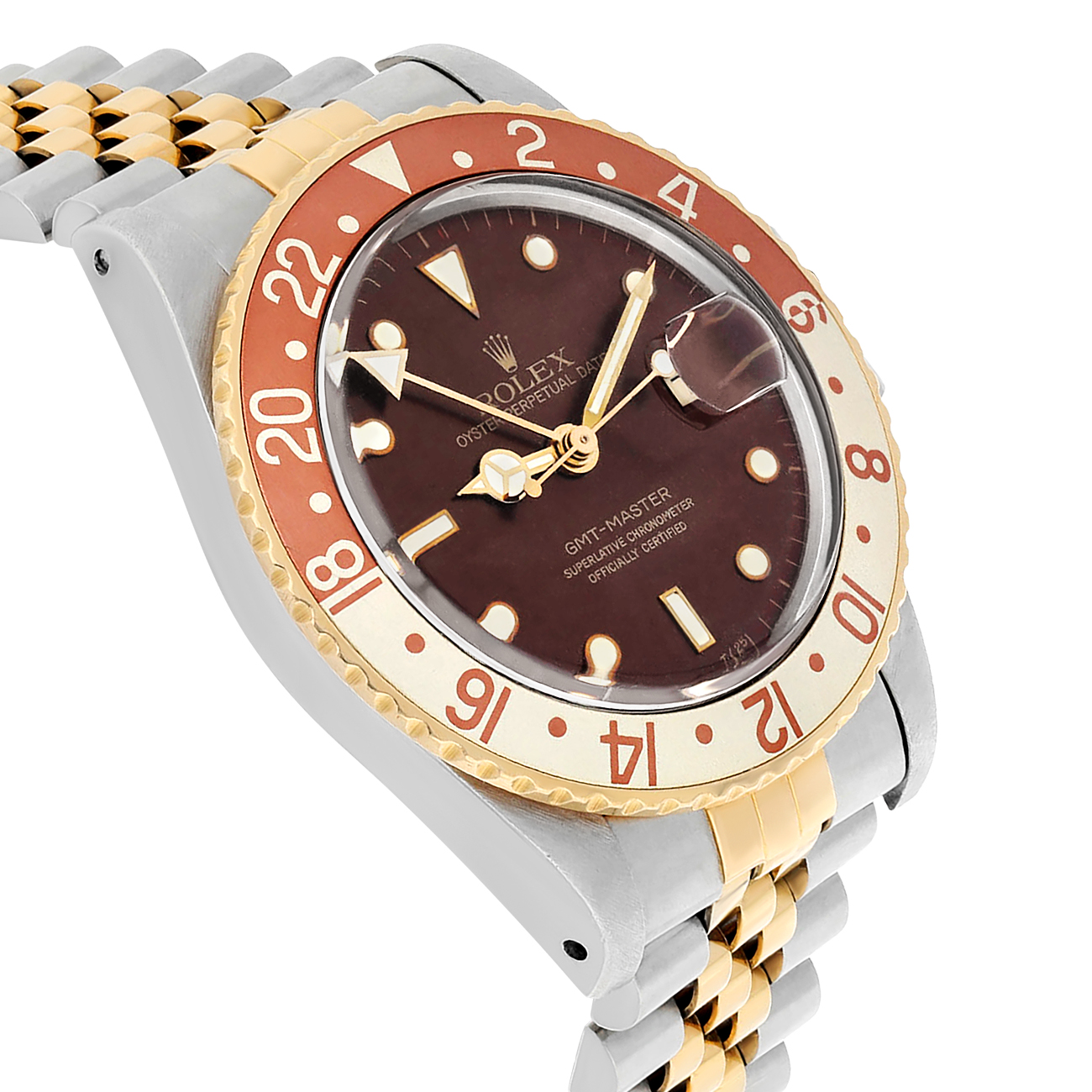 Rolex GMT-Master 16753 40MM Brown Dial Jubilee Bracelet Two Tone Watch