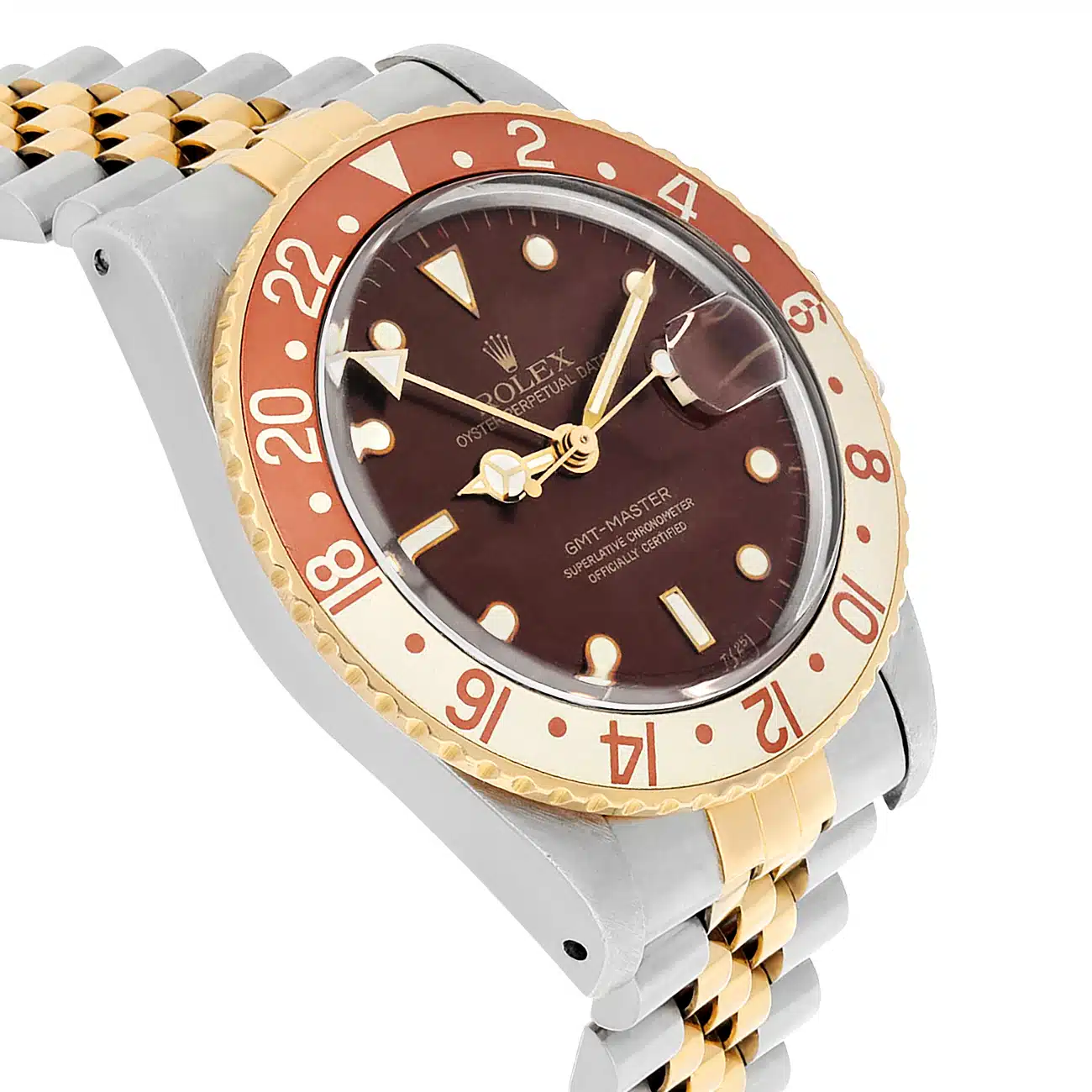 Rolex GMT-Master 16753 40MM Brown Dial Jubilee Bracelet Two Tone Watch – image 4