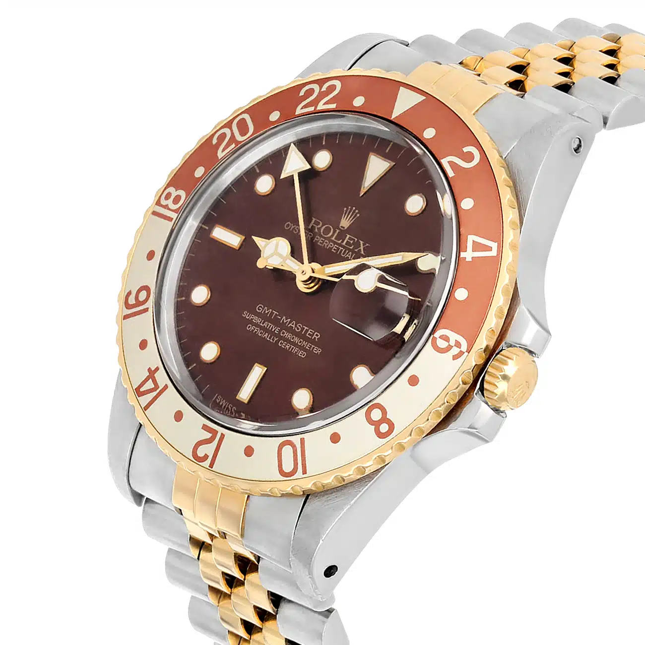 Rolex GMT-Master 16753 40MM Brown Dial Jubilee Bracelet Two Tone Watch – image 6