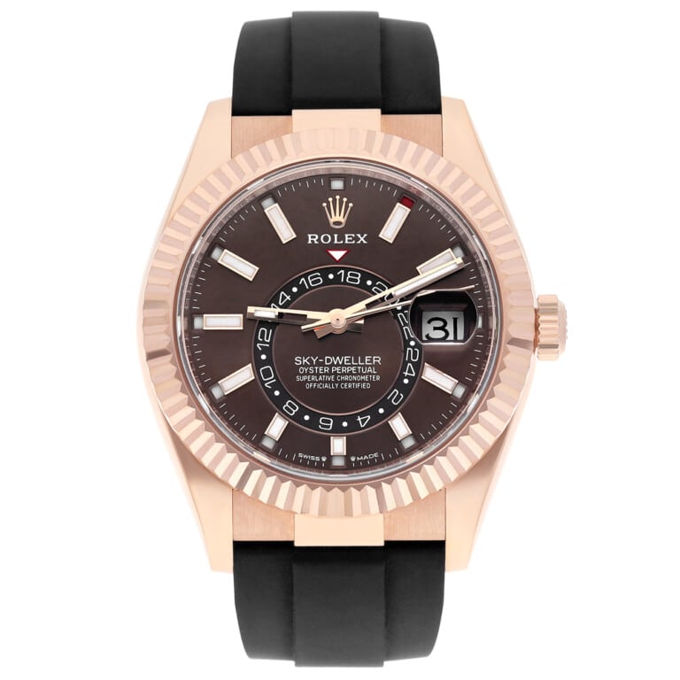 Rolex Sky-Dweller 336235-0002 Chocolate Index Dial Black Rubber Strap Rose Gold Watch – 2025 – alternate view