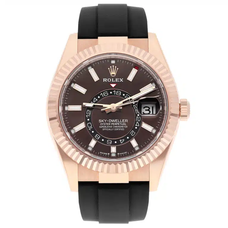 Rolex Sky-Dweller 336235-0002 Chocolate Index Dial Black Rubber Strap Rose Gold Watch - 2025 – image 2