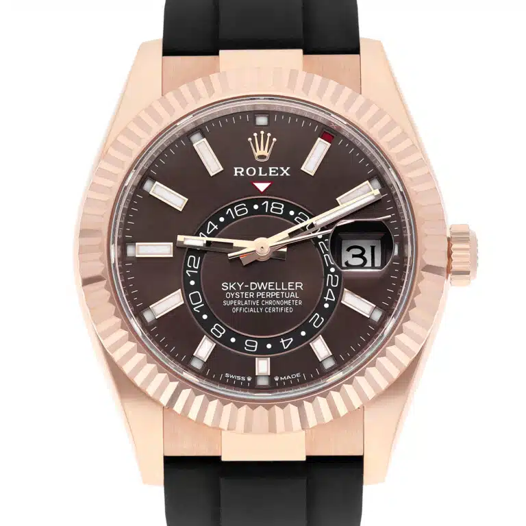 Rolex Sky-Dweller 336235-0002 Chocolate Index Dial Black Rubber Strap Rose Gold Watch - 2025 – image 3