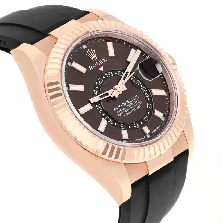 Rolex Sky-Dweller 336235-0002 Chocolate Index Dial Black Rubber Strap Rose Gold Watch - 2025 – image 5