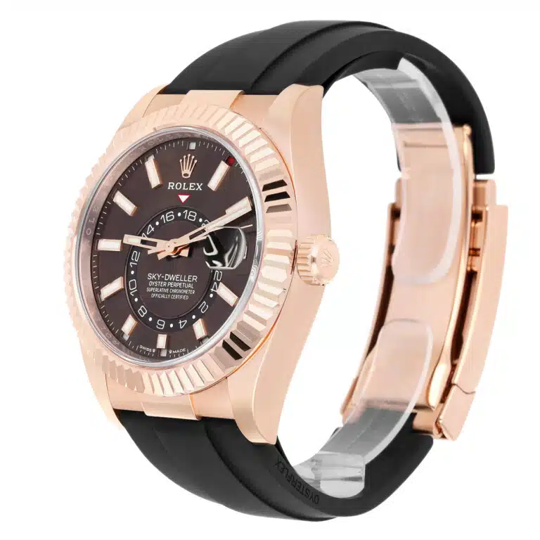 Rolex Sky-Dweller 336235-0002 Chocolate Index Dial Black Rubber Strap Rose Gold Watch - 2025 – image 6