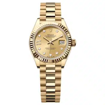 Rolex Lady-Datejust 279178-0013 Yellow Gold President Bracelet Champagne Diamond Dial