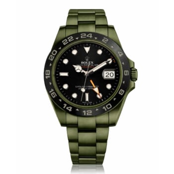 Rolex Explorer II 216570 Green Ceramic Coated Stainless Steel Green Numerals Bezel Watch