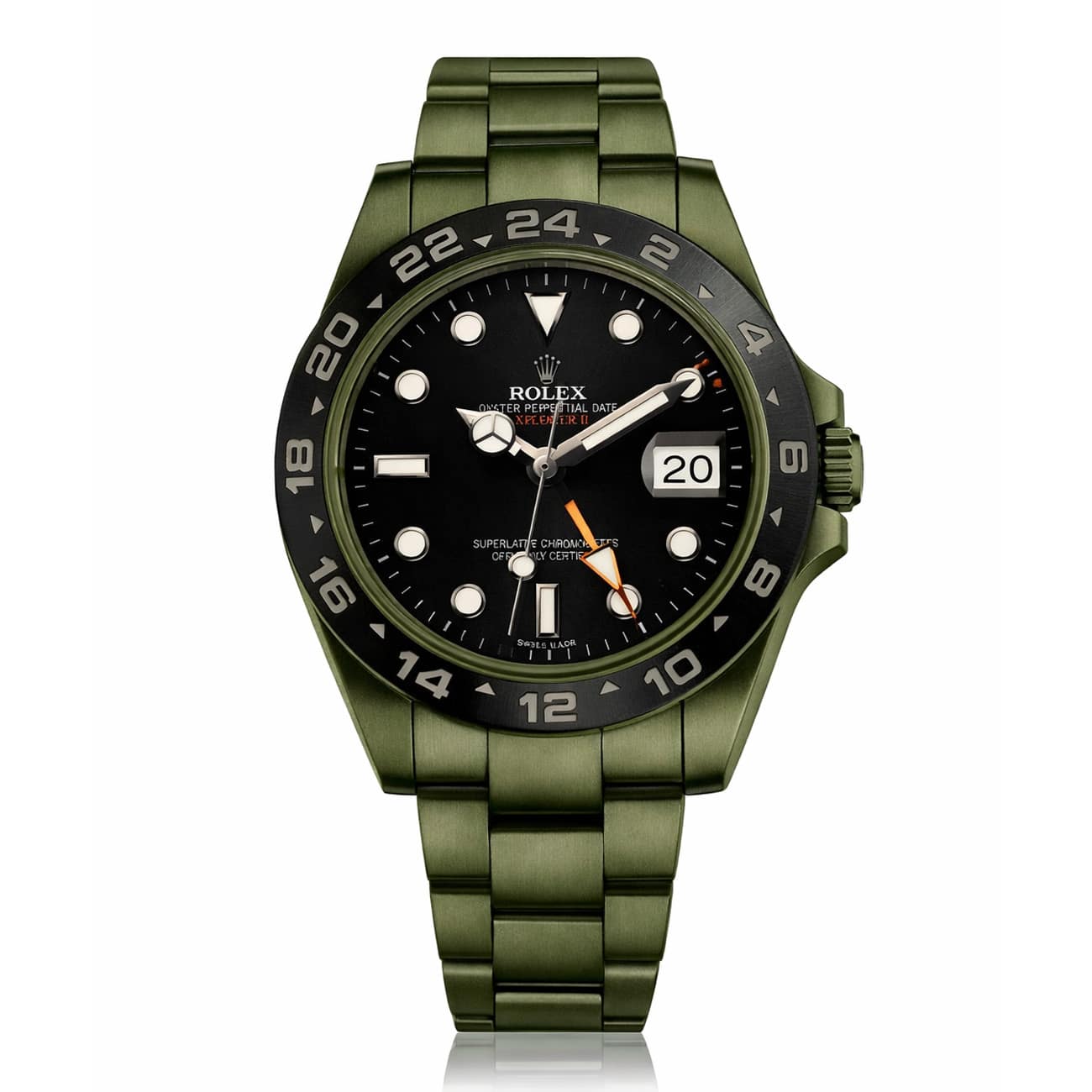 Rolex Explorer II 216570 Green Ceramic Coated Stainless Steel Green Numerals Bezel  Watch