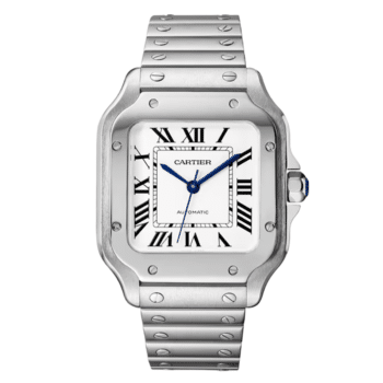 Cartier Santos de Cartier WSSA0029 stainless steel watch, white Roman dial