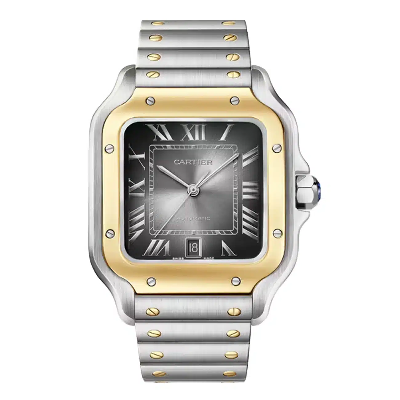 Cartier Santos de Cartier Large W2SA0030 Stainless Steel With Yellow Gold And Silver Dial