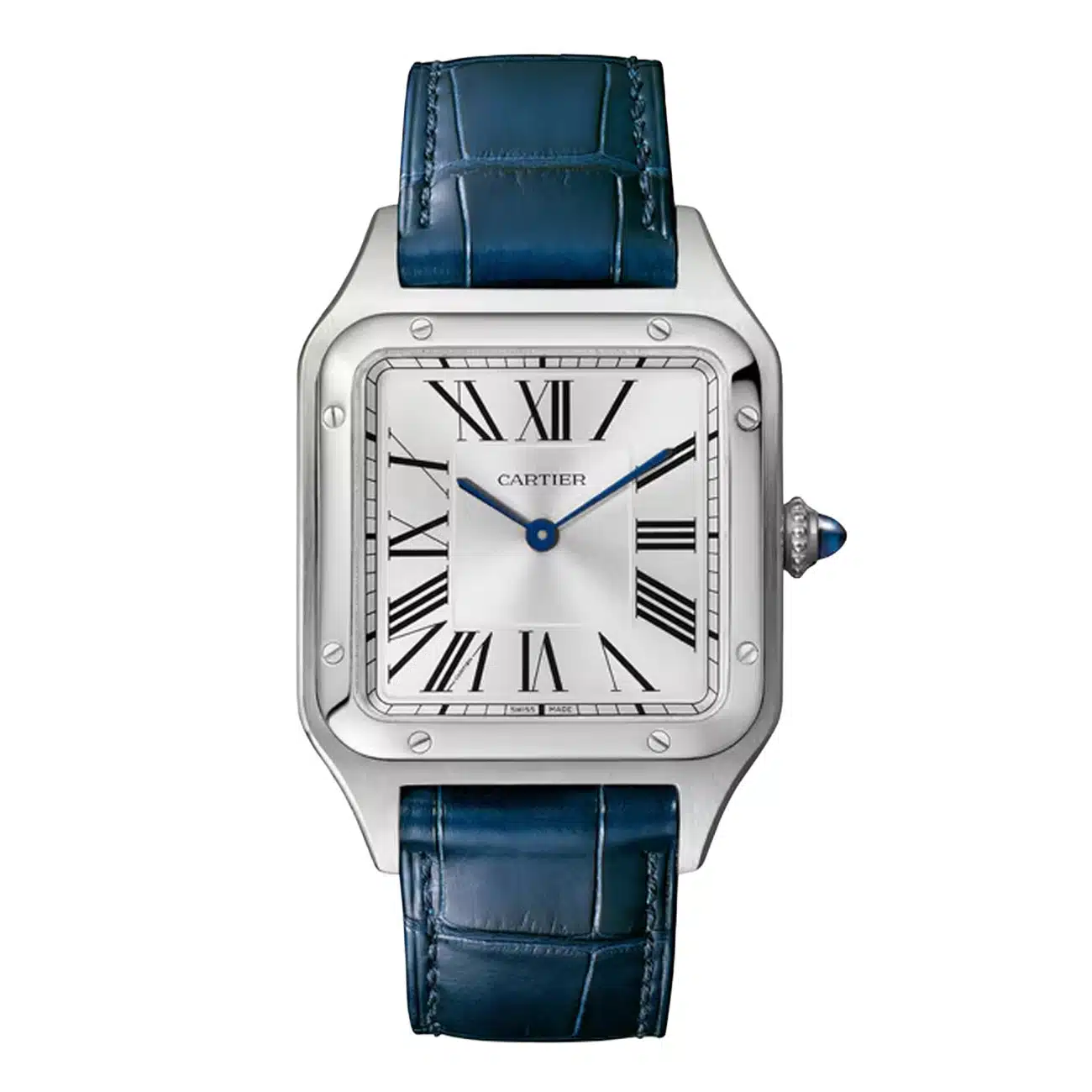 Cartier Santos Dumont WSSA0085 Stainless Steel with Blue Leather 44mm