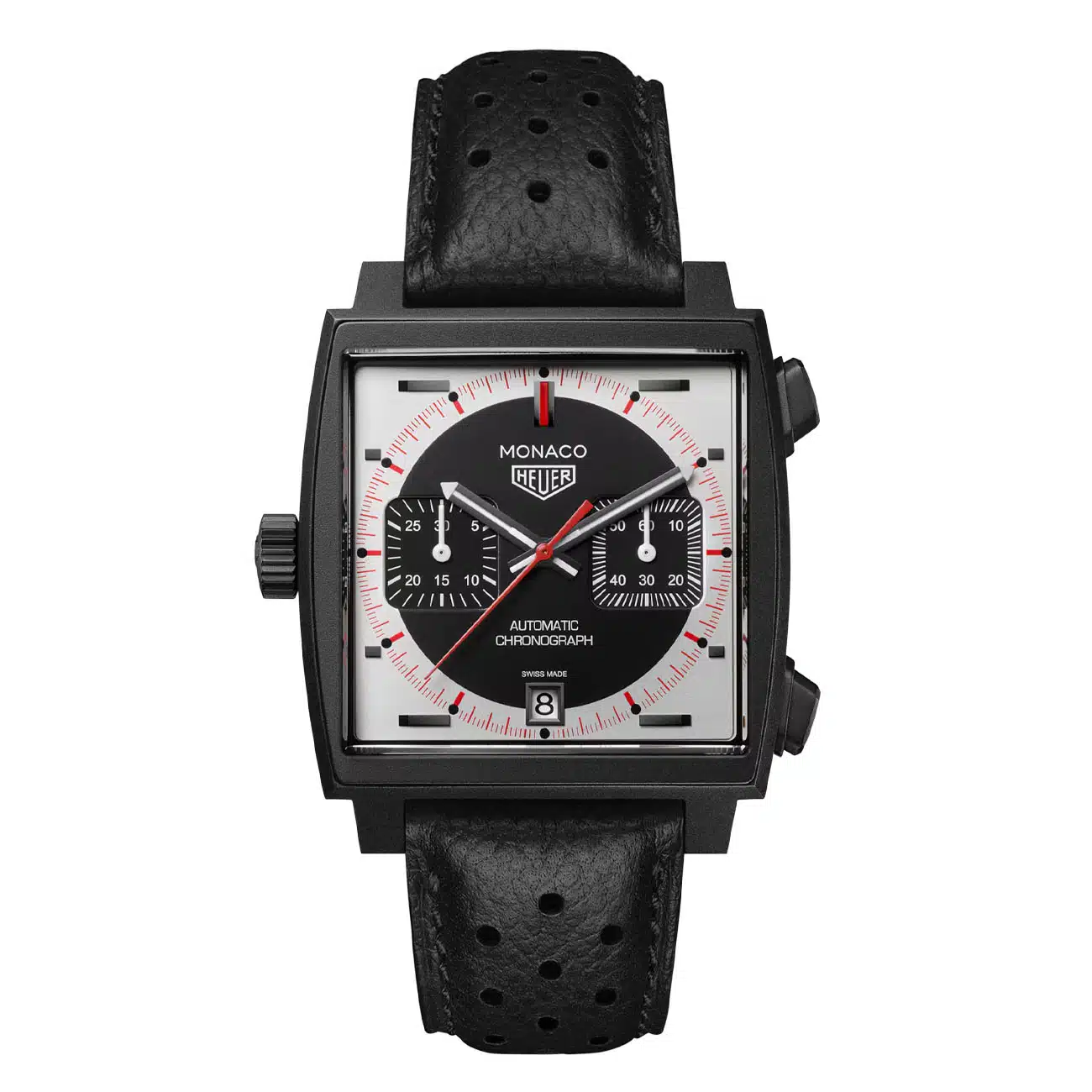 Tag Heuer Monaco Chronograph CAW218F.FC6356 Stopwatch Black & Silver Dial
