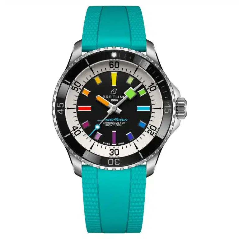 Breitling Superocean Automatic A17375211B2S2 Stainless Steel With Blue Rubber Band Black Dial